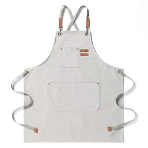 Adjustable Cotton <b>Apron</b> Neckband Waistline Waist <b>Apron</b> With 3 Pockets Waterproof Kitchen Garden <b>Apron</b> - Product Image 2