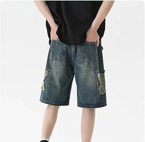 Fabricant personnalisé hommes fermeture éclair braguette coupe ample 100% coton en détresse broderie hommes jean shorts mode logo personnalisé - Product Image 4