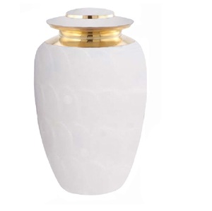 Urne funéraire décorative antique en métal de qualité supérieure à l'aspect blanc Urne commémorative durable avec design poli au prix de gros - Product Image 2