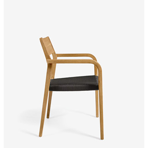 Muebles de Exterior, Silla de Jardín de Madera de Teca Sólida, Silla de Restaurante de Mimbre Negro, la Mejor Calidad - Feb - Product Image 2