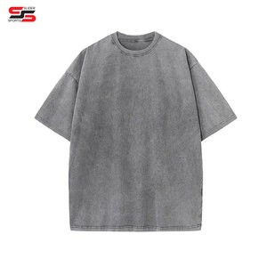 Venta al por mayor de alta calidad personalizada 250 Gsm 100% algodón lavado ácido Camisetas de gran tamaño para hombres - Product Image 1