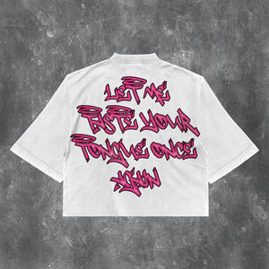 T-shirt à manches courtes col rond surdimensionné en satin 100% coton 220GSM poids lourd pour hommes, taille plus, impression sérigraphique - Product Image 2