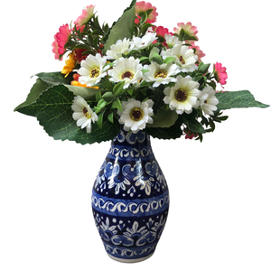 Jarrón Decorativo de Cerámica Azul Artístico, Jarrón de Cerámica Premium Tallado a Mano con Arte Folclórico SUAZ para Decoración del Hogar - Product Image 3