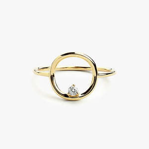 Anillo de Diamante Circular Solitario de Primera Calidad, Cultivado en Laboratorio, 0.05 Quilates, Color G, Claridad SI, Oro Sólido de 14K, Pieza Sencilla para Uso Diario para Mujer - Product Image 3