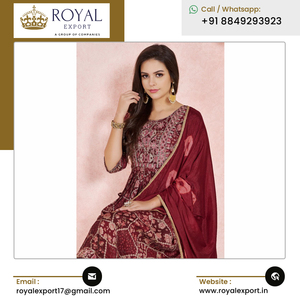 2023 Hermoso diseñador de moda Ropa étnica Seda viscosa Premium con bordado pesado Trabajo y patrón Nyra Kurti Set - Product Image 5