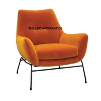 Fauteuil d'appoint en tissu velours bleu marine avec cadre en métal doré, usage hôtel, événement, salon, pouf moderne 33X28X35 pouces