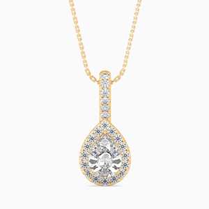 Collar con Colgante Solitario con Halo de Diamante Cultivado en Laboratorio, Corte Pera, 1 Quilate, en Oro Sólido de 14k, con Certificado IGI, Fabricante de Joyería con Diamantes - Product Image 1