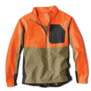 Chaqueta Upland de talla grande personalizada al por mayor con cuarto de cremallera a prueba de viento y tela impermeable con bolsillo delantero en el pecho naranja Blaze - Product Image 1