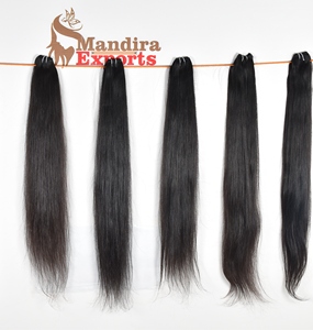 Extensiones de cabello humano liso Natural virgen Remy 100%, Color negro puro para mujer joven, fabricación india, estilos de rizos ondulados, precio - Product Image 5