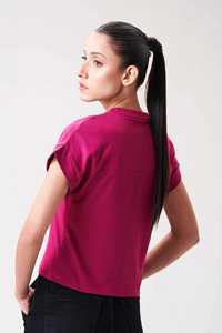 เสื้อครอปสำหรับผู้หญิงเสื้อออกกำลังกายสไตล์เรียบง่ายเสื้อคอลูกเรือระบายอากาศสีชมพู - Product Image 2