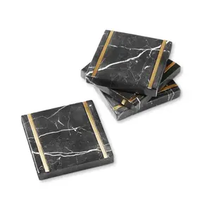 Sous-verres en pierre hautement polie de style européen Conception de finition de table carrée pour la décoration intérieure pour les tapis et les tampons Utilisation de table - Product Image 1