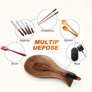 Repose-cuillère pour cuisinière Support en bambou pour spatule Repose-cuillère en bois pour comptoir de cuisine Porte-cuillère pour dessus de cuisinière ou comptoir - Product Image 4