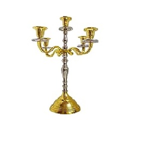 Juego de candelabros con acabado de metal dorado de diseño moderno para bodas Portavelas de metal de calidad sostenible al precio más barato - Product Image 5