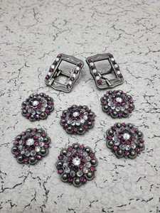 Western Horse Tack & Human Clothing Gürtel Dekorative Komponente Benutzer definierte Farbe Strass Jeweled Conchos und Schnallen beschläge Set - Product Image 5