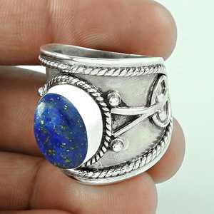 Nouvelle bague bohème en argent sterling 925 sertie de pierres précieuses de haute qualité, livrée avec une pierre précieuse lapis-lazuli - Product Image 1