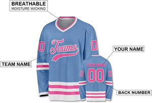 Maillots de hockey sur glace professionnels sur mesure, sweat-shirt pour hommes et femmes, prix de gros, OEM, respirant, séchage rapide, 100% polyester - Product Image 6