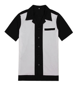 Men's Vintage Two-Tone <b>Bowling</b> <b>Shirt</b> with Contrast Panel Design Notch Lapel Collar and Breathable Performance Fabric for Casual - Product Image 5