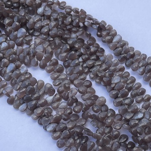 6mm 8mm 10mm Naturel Brun Chocolat Pierre De Lune Pierres Poire Forme À Facettes Briolette Perles Bijoux Colliers Bracelets DIY En Ligne - Product Image 4