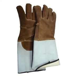 Guantes para soldadores de construcción de cuero dividido de vaca Guantes de seguridad de protección industrial con protección de manos para trabajos de soldadura - Product Image 1