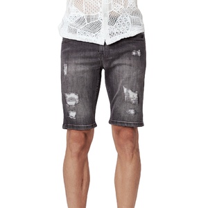 Pantalones Cortos de Mezclilla Rasgados para Hombre, Elásticos, de Algodón, Ajustados, Casuales, Estilo Urbano, de Verano, Personalizados, OEM, Marca Privada, de Fábrica - Product Image 1