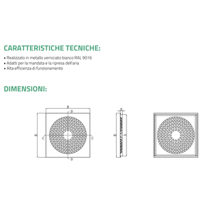 Diffuseurs et grilles radiaux en métal peint blanc pour climatiseur Tecnosystemi - Product Image 3