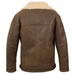 Chaqueta de bombardero de cuero para hombre de invierno personalizada para exteriores, a prueba de viento, anti-uv, transpirable, cuello vuelto, estilo cremallera, chaqueta de cuero para hombre - Product Image 2