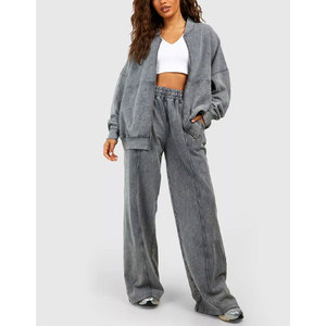 Conjunto de chándal extragrande personalizado para mujer, transpirable, de 2 piezas, con sudadera con cremallera y pantalones jogger, al por mayor, para ocio deportivo. - Product Image 5