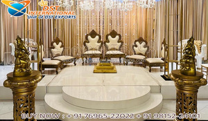 Chaises Vidhi de mariage traditionnel pour Mandap Chaises Mandap en bois de mariage indien - Product Image 6