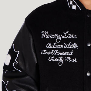 Veste universitaire sur mesure pour homme, grande taille, manches en cuir véritable, patchs en chenille de haute qualité, broderie en laine, style lettreman - Product Image 2