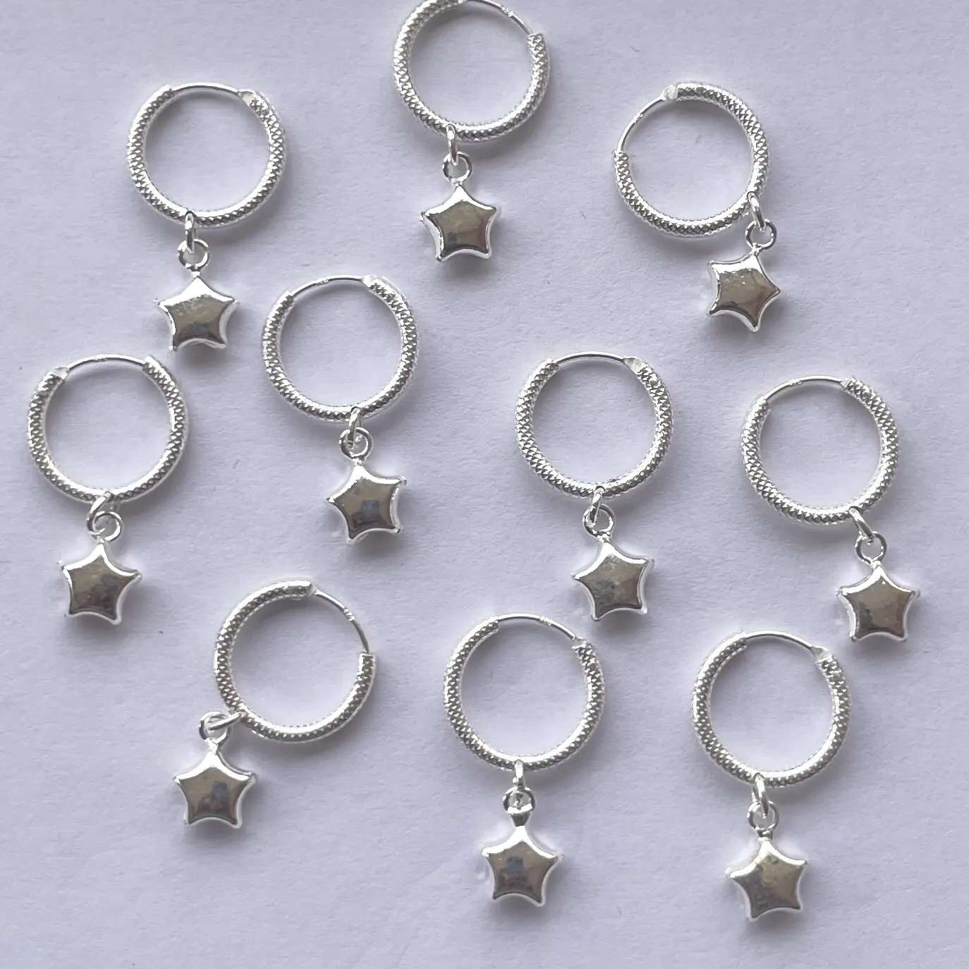 Pendientes de aro de gota de estrella hinchada de Plata de Ley 925 de 8mm y 16mm, gotas de micras doradas, hallazgos de estrellas hinchadas, pendientes de joyería, nuevo diseño DIY