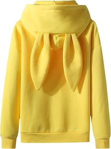 ใหม่เสื้อสเวตเตอร์ผ้าโฟม3D สไตล์กระต่ายสำหรับผู้หญิงเสื้อฮู้ดพิมพ์ลายพัฟผ้าฟลีซโอเวอร์ไซส์ผ้าลินินโอเวอร์ไซส์ - Product Image 5