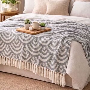 Plaid d'hiver tissé à la main, best-seller, 100% coton, design écologique Wabi-Sabi, décoration d'intérieur au prix d'usine - Product Image 1