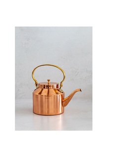 Decorative traditional copper <b>kettle</b> with handmade finish wide base and authentic rustic look for display or use - Product Image 1