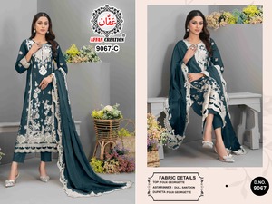 Venta caliente Faux Georgette con corte de trabajo Salwar Suit Fabricante y proveedor de Surat a la tarifa más baja - Product Image 5