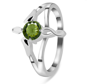 Anillo de piedras preciosas de moldavita Plata de Ley 925 estilo clásico Chapado en plata ajuste de punta regalo de boda de moda para fiestas - Product Image 3