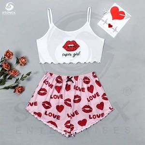 Primavera Verano Mujer corto Satén de seda ropa de noche Manga corta Conjunto de dos piezas Nuevos conjuntos de ropa de dormir - Product Image 2