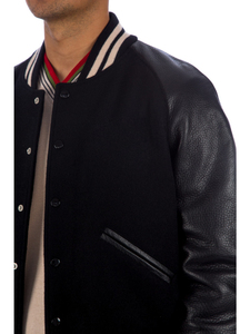 Men's Casual Winter Varsity <b>Jackets</b> Wool Body Leather Sleeves <b>Heated</b> Letterman Design CollegeBaseballjacket for men DDP Shipping - Product Image 3