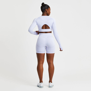 Pantalones cortos de gimnasio de alta calidad para mujer Pantalones cortos de Yoga de compresión transpirables para apariencia teñida lisa - Product Image 3