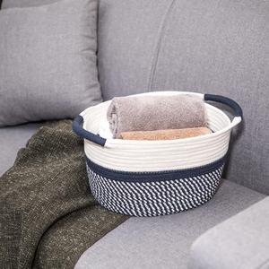 Latest Design Oval Champagne Pure Cotton <b>Rope</b> Two Tone Color Combinations <b>Storage</b> <b>Basket</b> for Home Decorations New Fruits <b>Rope</b> - Product Image 4