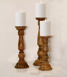 Candelabro de madera Vintage, soporte para Decoración de mesa antigua, vela de boda, directo de fabricación - Product Image 5
