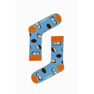 Calcetines Unisex Azules de Coco para Verano, Coloridos, Transpirables, de Nailon con Bordado y Estampado de Lazo, Talla Única, Hasta la Rodilla, para Uso Diario, 36-44 - Product Image 1