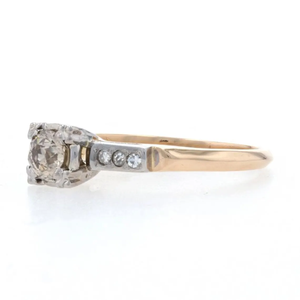 Bague de fiançailles vintage en or jaune 18 carats Art déco, diamant Moissanite de forme ronde marron fantaisie pour mariage ou cadeau pour femme - Product Image 2