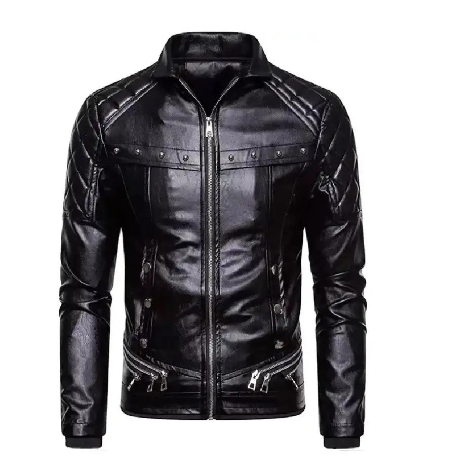 Heren Slim Fit Punk Gothic Motorfiets Jas Met Ritssluiting Bontkraag Retro Outwear Jas