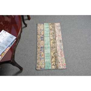 Tapis moderne en laine tissée à plat jaune de 1.4x2,9 pieds Tapis patchwork turcs pour les décorations de salon avec support en latex - Product Image 1