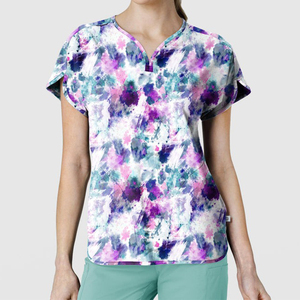 Print Custom <b>Scrubs</b> Design Stretch Nursing <b>Scrubs</b> Abstract Print <b>Top</b> V-Neck Print <b>Scrub</b> <b>Tops</b> for Women - Product Image 5