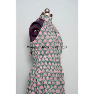 Robe midi décontractée d'été pour femme 100 % coton pur, style ethnique occidental, manches courtes, écologique, unie, numérique - Product Image 3