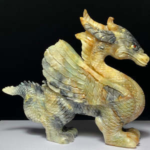 Dragón volador tallado en amazonita - Dragón chino de piedra amazonita - Product Image 2