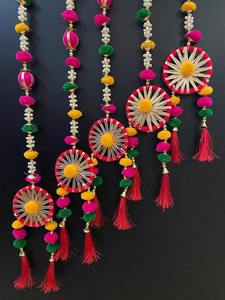 3 pies puerta India colgante Toran decoración Haldi Mehndi Desi boda indio festivo pared colgante Puja telón de fondo para Ganesh Utsav - Product Image 4