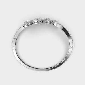IGI Certified Pear & Round Shape Halo Diamond Floral <b>Bracelet</b> in <b>Solid</b> 925 Sterling <b>Silver</b> - Product Image 4
