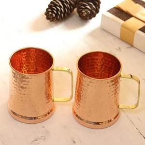 Mule en cuivre fabriquée à la main sans danger pour les aliments avec intérieur poli et extérieur martelé vintage, parfaite pour les cocktails de luxe - Product Image 5